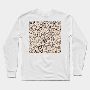 Folk art botanical pattern Long Sleeve T-Shirt